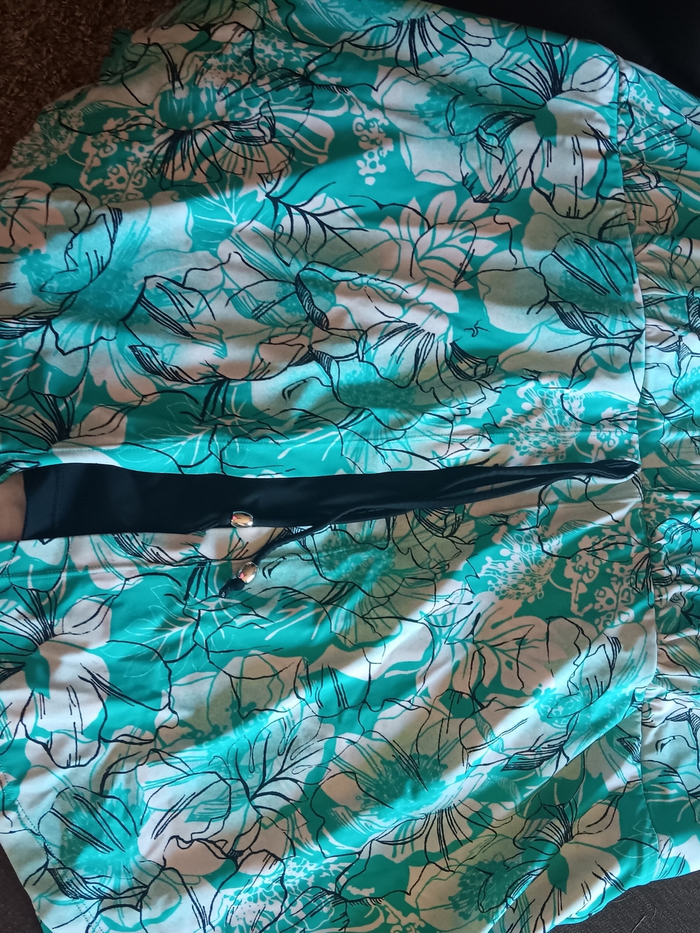Catherines Teal and Black Trim Swim Top